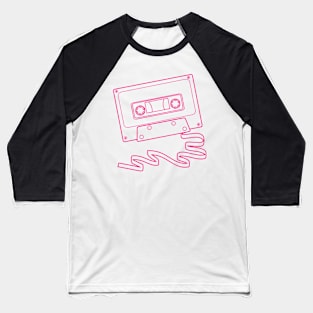 Cassette tape with ribbon in bright pink Baseball T-Shirt